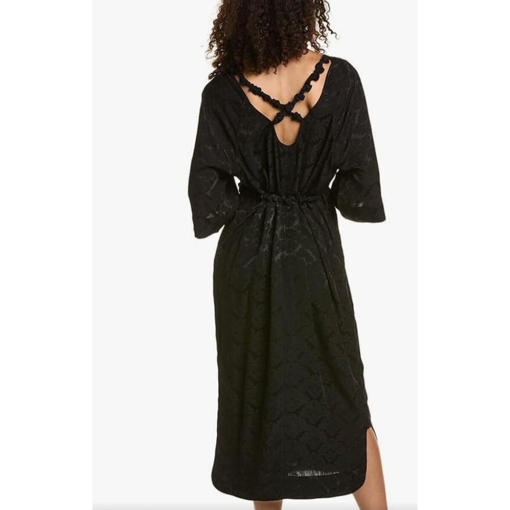 GANNI Black Jacquard Midi Dress  Criss Cross Back Side Slit Plus Size **See Note